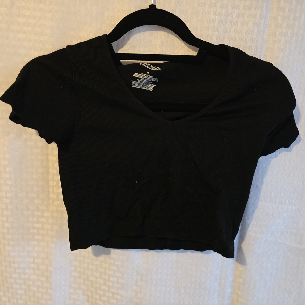 Wild Fable Black Fitted Crop T-Shirt